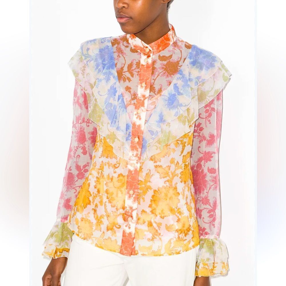 Zimmermann post card colored button blouse